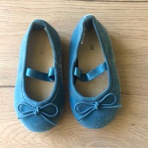 Blue velour Toddler ballerina flats